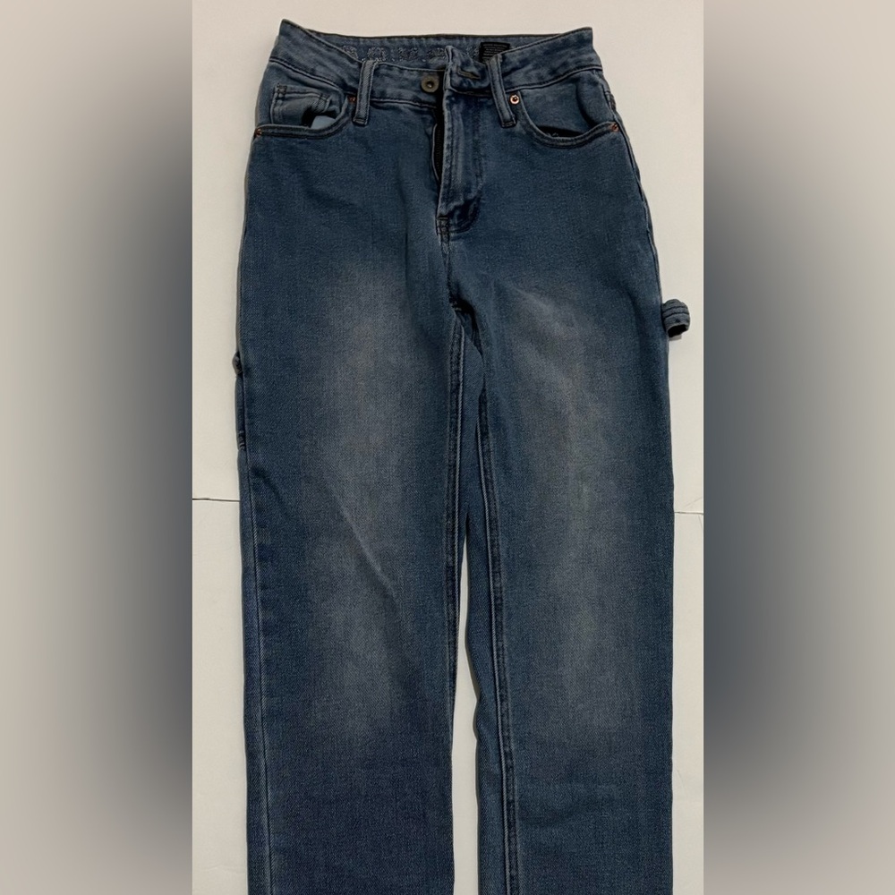 Woman’s Blue Jeans carpenter looking cargo jeans